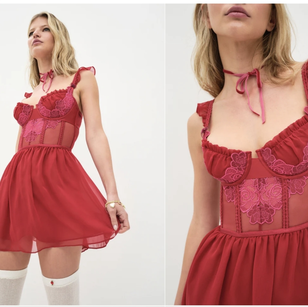 $180 For Love & Lemons Clara Mini Slip Corset Dress